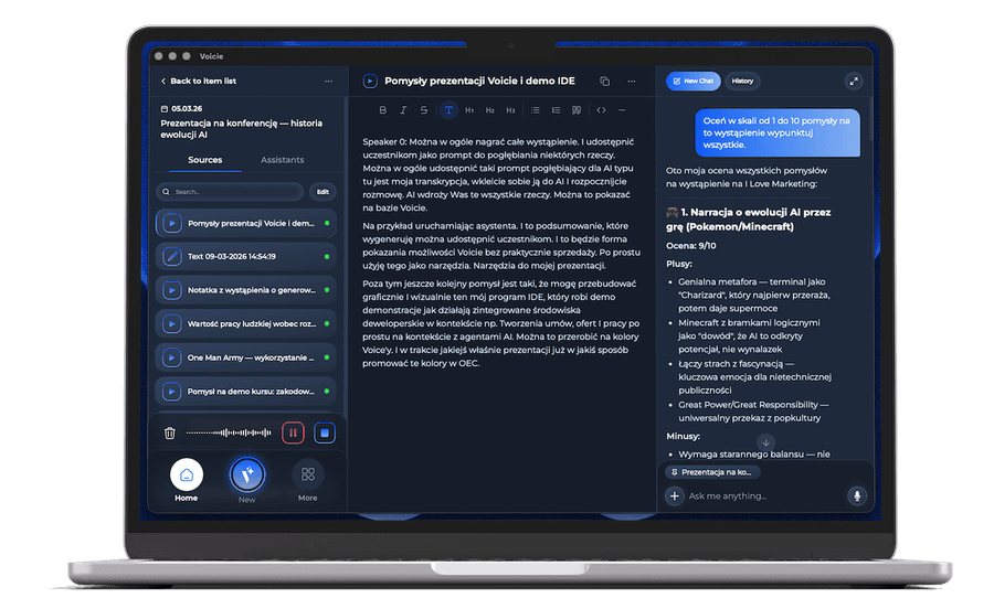Aplikacja Voicie Desktop na MacBooku