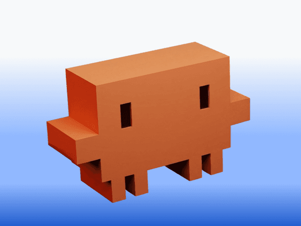 Maskotka 3D w stylu voxel reprezentująca serwer MCP integracji Voicie z Claude Code