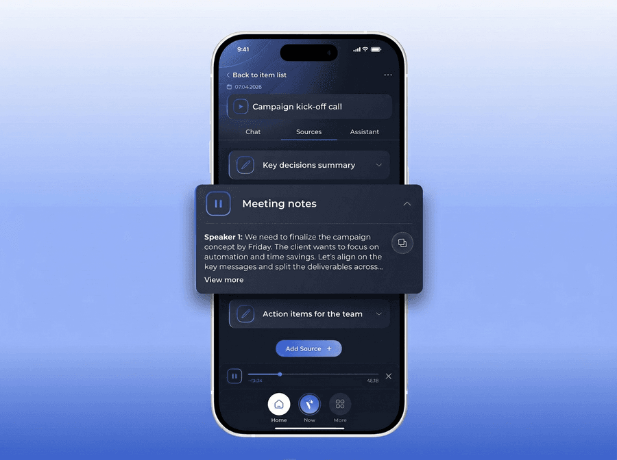Voicie app on iPhone - meeting recording transcription