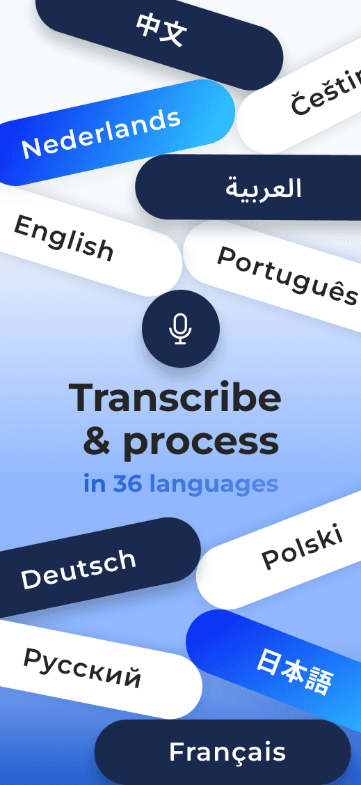 Voicie multilingual transcription and processing in 36 languages