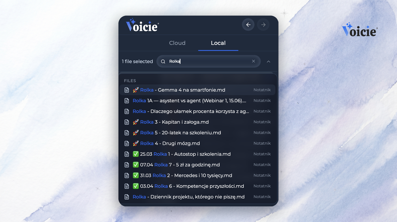 File search in Voicie - quick file search across all workspace folders